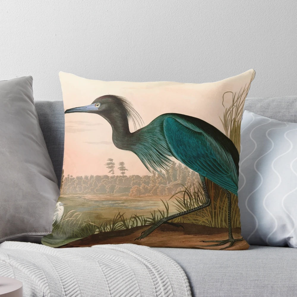 Vintage-style illustration of a blue crane or heron bird from the Birds of America collection by John James Audubon