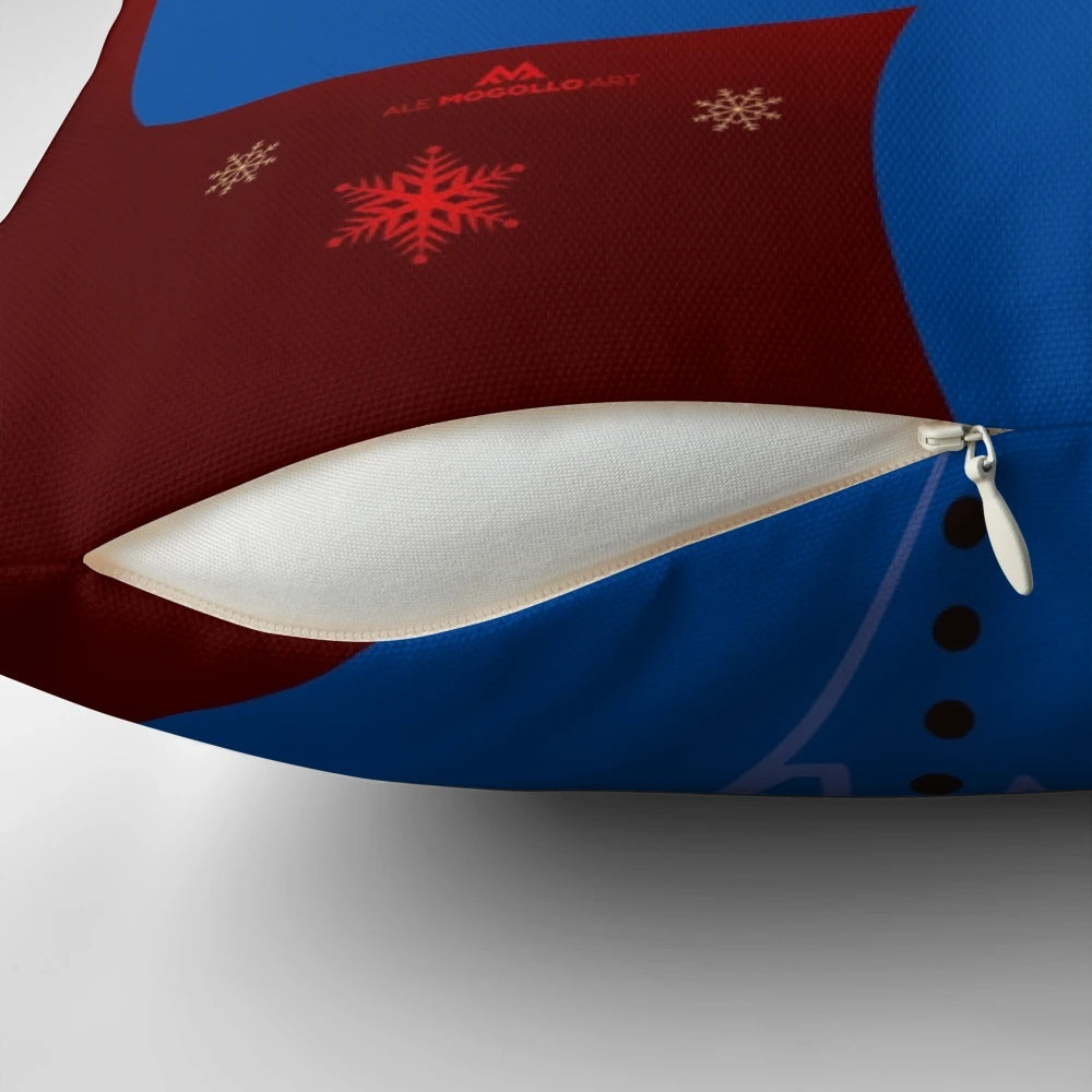 Auntie Mame Christmas pillow with whimsical illustration by Alejandro Mogolloart
