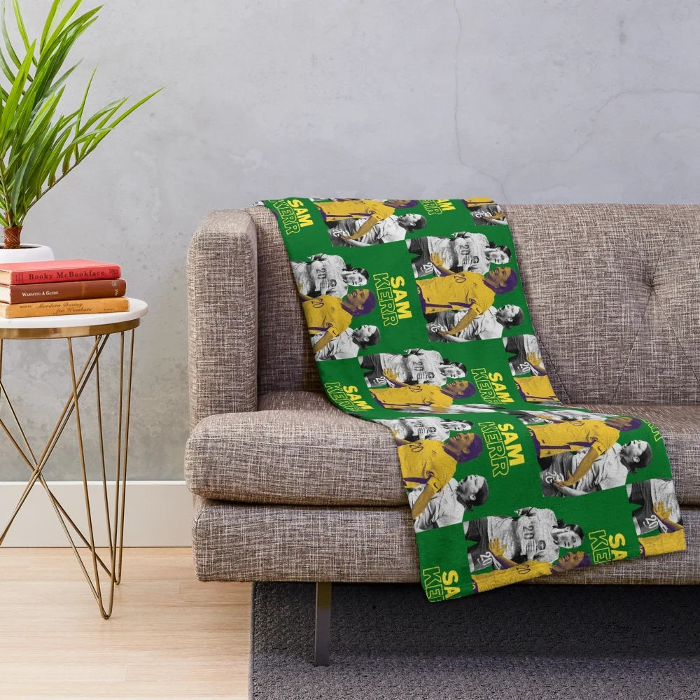 Plush blanket featuring Australian women's soccer team and star player Sam Kerr