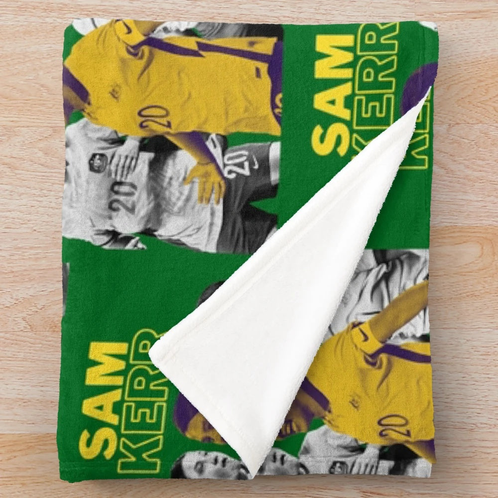 Plush blanket featuring Australian women's soccer team and star player Sam Kerr