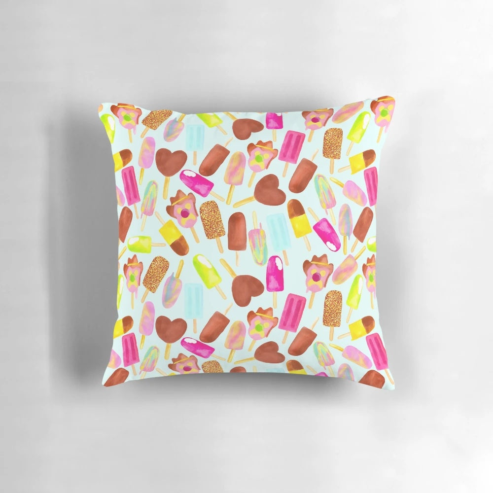 Aussie ice cream-themed blue pillow