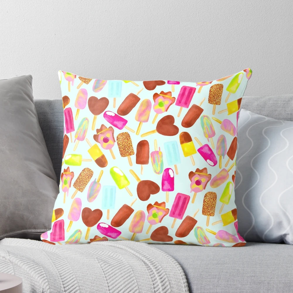 Aussie ice cream-themed blue pillow