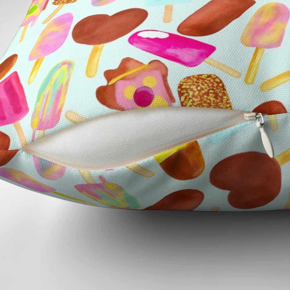 Aussie ice cream-themed blue pillow