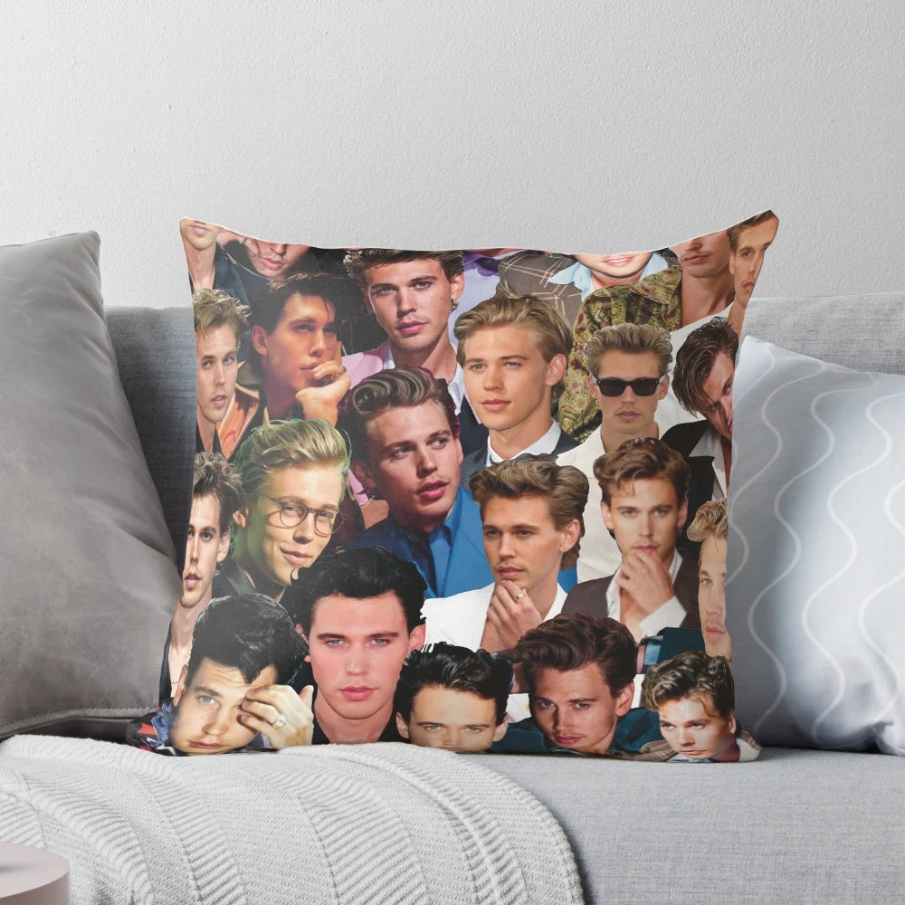 Austin Butler photo collage decorative pillow