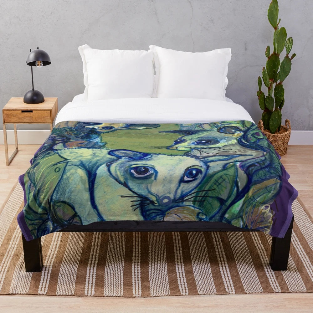 Brushtail Possum (Trichosurus vulpecula) Plush Blanket Inspired by Australian Wildlife