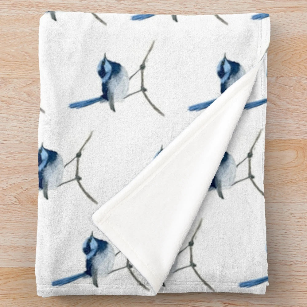 Soft and cozy plush blanket featuring the beautiful Australian fairy wren bird
