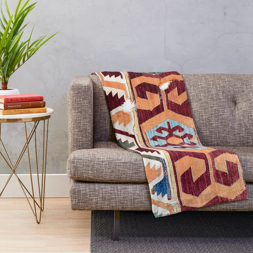 Konya 18th Century Central Anatolian Kilim Print Plush Blanket