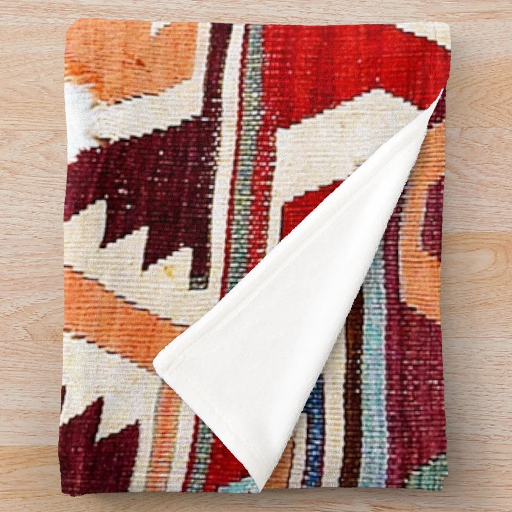 Konya 18th Century Central Anatolian Kilim Print Plush Blanket