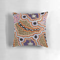 Authentic Aboriginal Art Brolga Dreaming Pillow featuring traditional indigenous Australian artwork