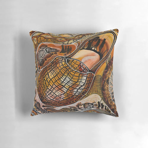 Dilly Bag Pillow featuring authentic aboriginal art from Australia