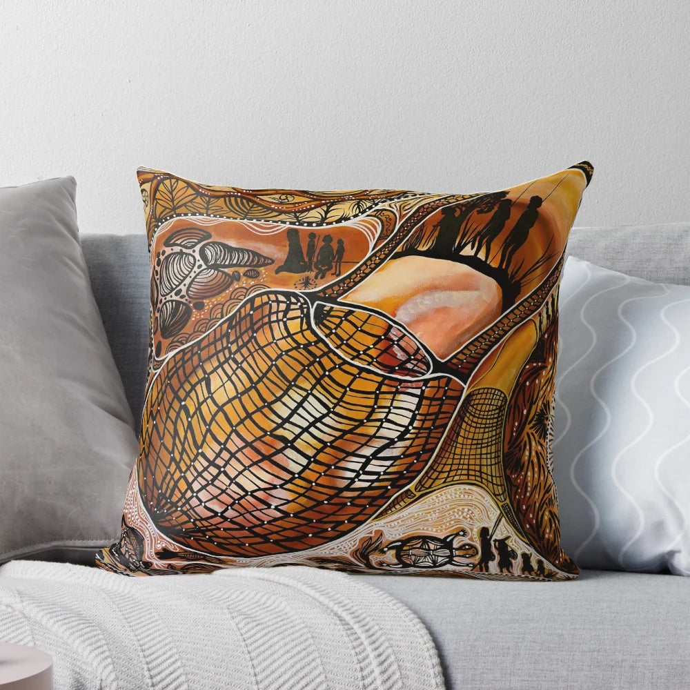 Dilly Bag Pillow featuring authentic aboriginal art from Australia