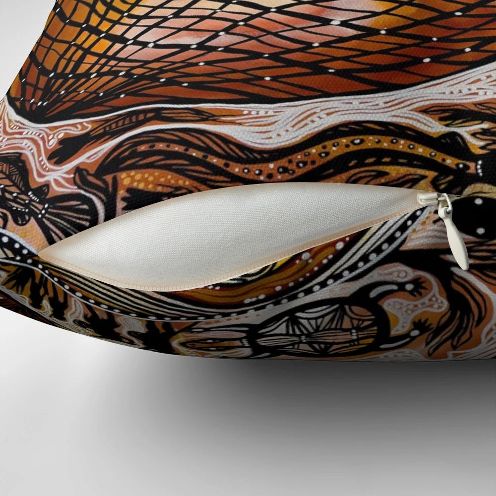 Dilly Bag Pillow featuring authentic aboriginal art from Australia