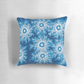Vibrant blue aboriginal art pillow featuring traditional dot patterns and native Australian animals