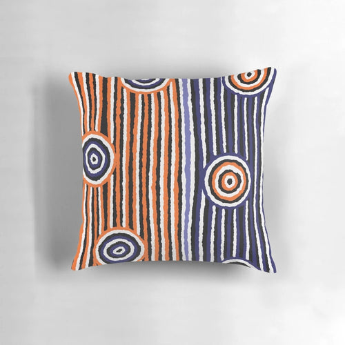 Authentic Aboriginal Art Pillow with Kangaroo and Emu Designs
