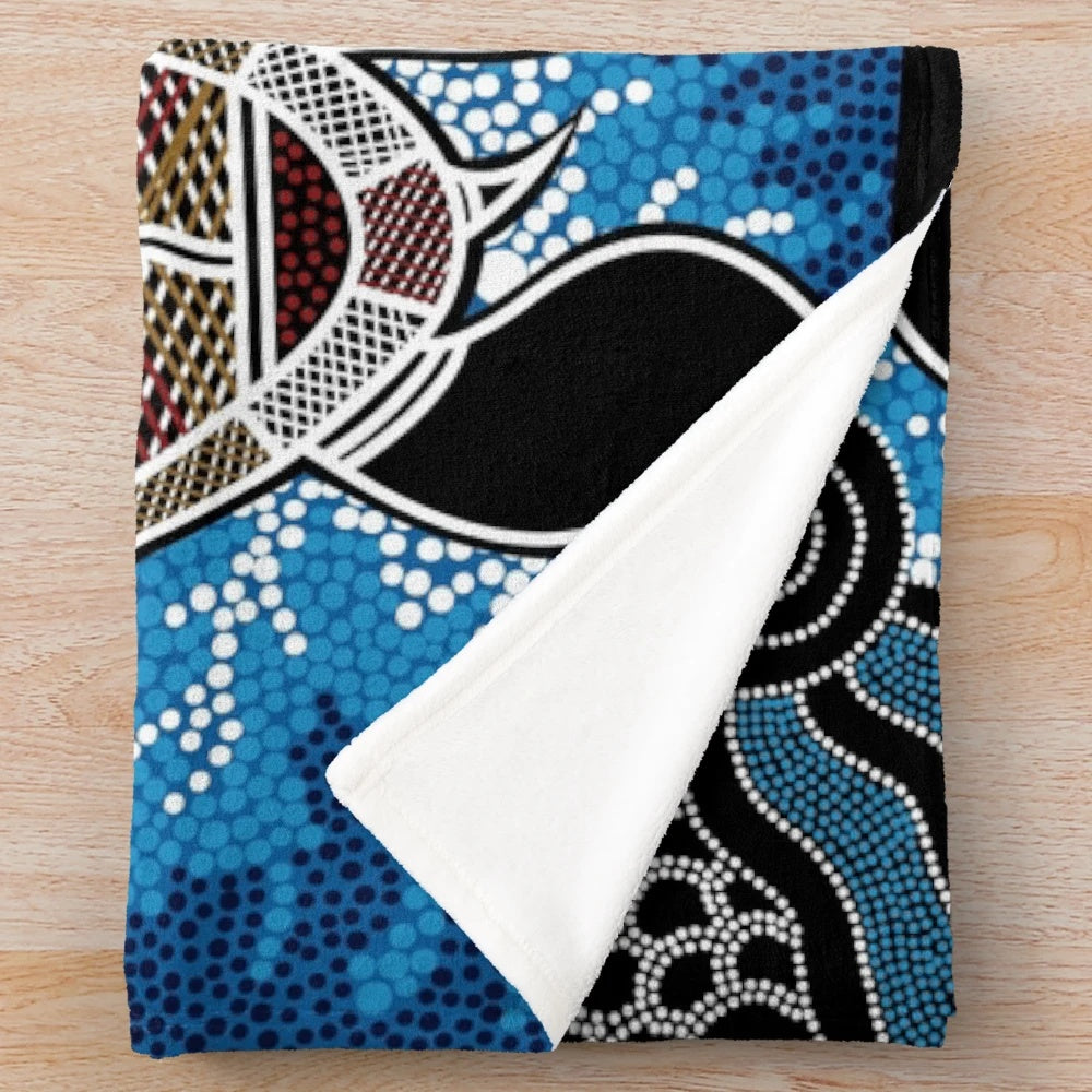 Authentic Aboriginal-Inspired Sea Turtles Plush Blanket