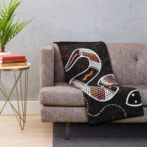 Authentic aboriginal-inspired snake plush blanket