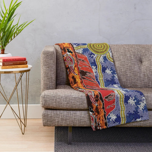 Uluru Sky Plush Blanket featuring authentic aboriginal-inspired art