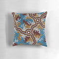 Authentic Aboriginal-Inspired Wetland Dreaming Pillow with Aboriginal Dot Art, Kangaroo, and Emu Designs