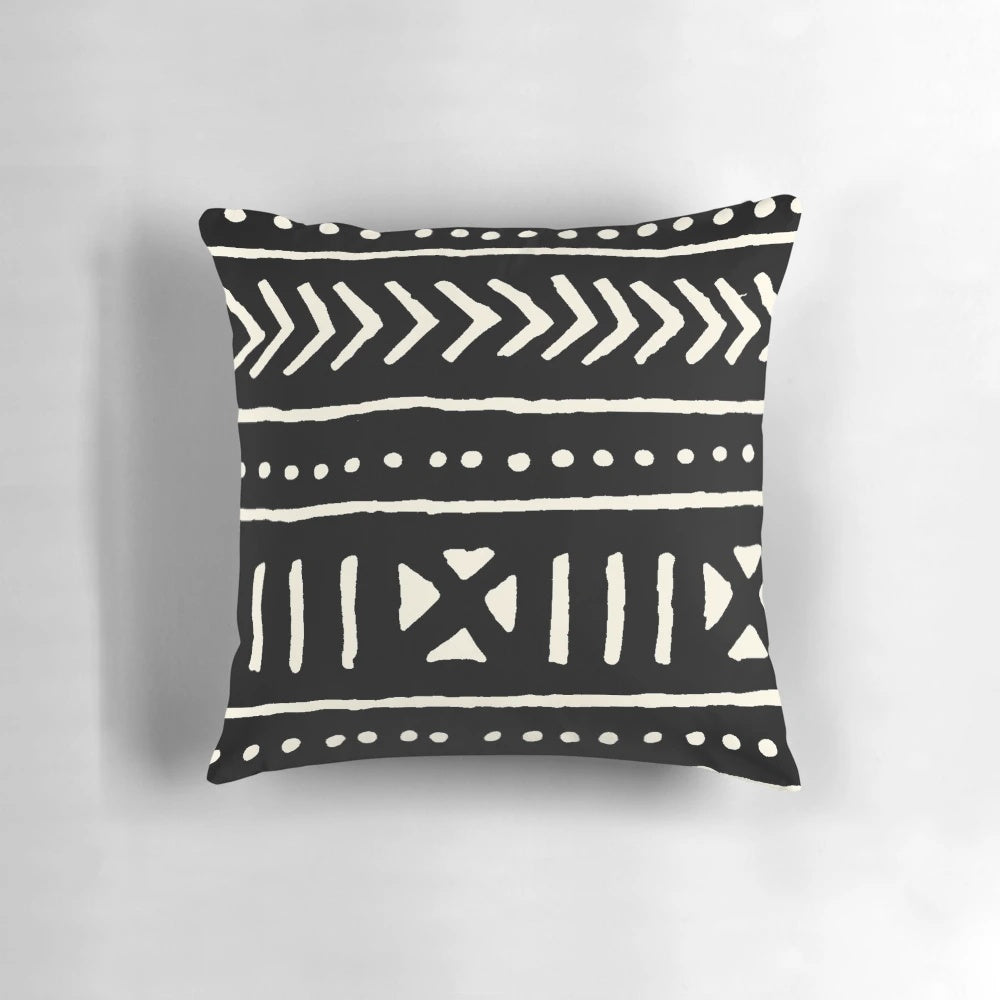 African mud cloth pillow cover with tribal pattern design