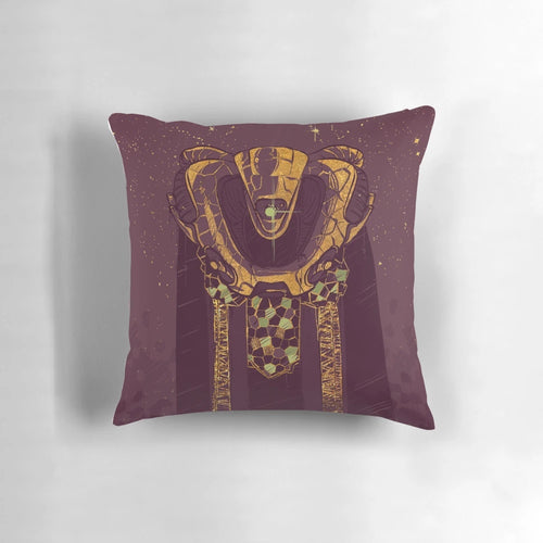 Violet and gold "Ambassador Kosh" pillow from the sci-fi series Babylon 5