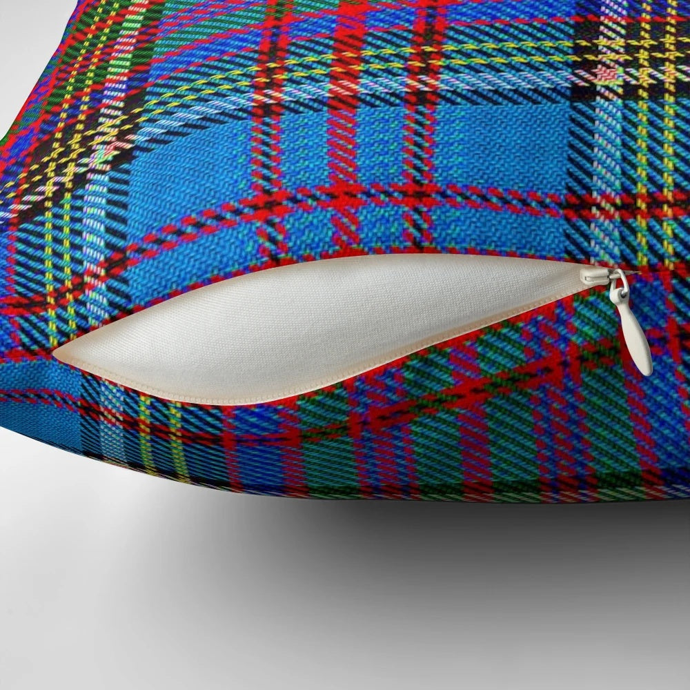 Anderson Clan Tartan Pillow featuring the distinctive sky blue tartan pattern