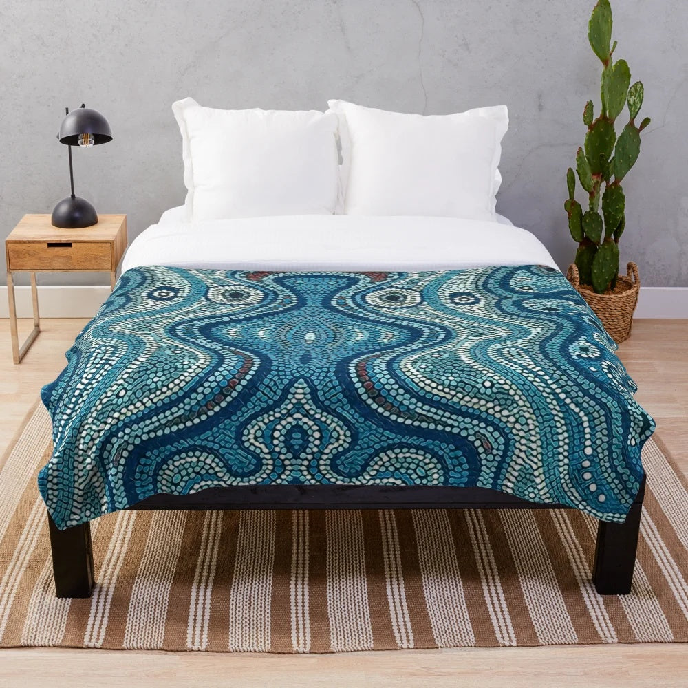 Australian Aboriginal Art Plush Blanket featuring indigenous artwork and patterns