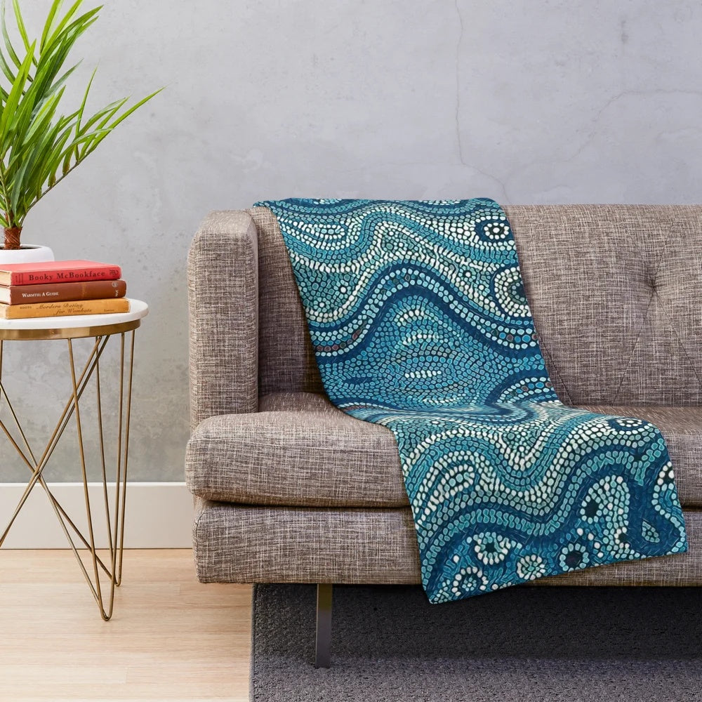 Australian Aboriginal Art Plush Blanket featuring indigenous artwork and patterns