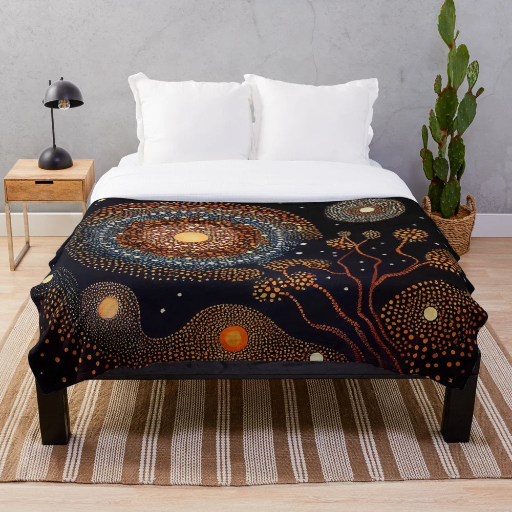 Plush blanket featuring authentic Australian aboriginal art design