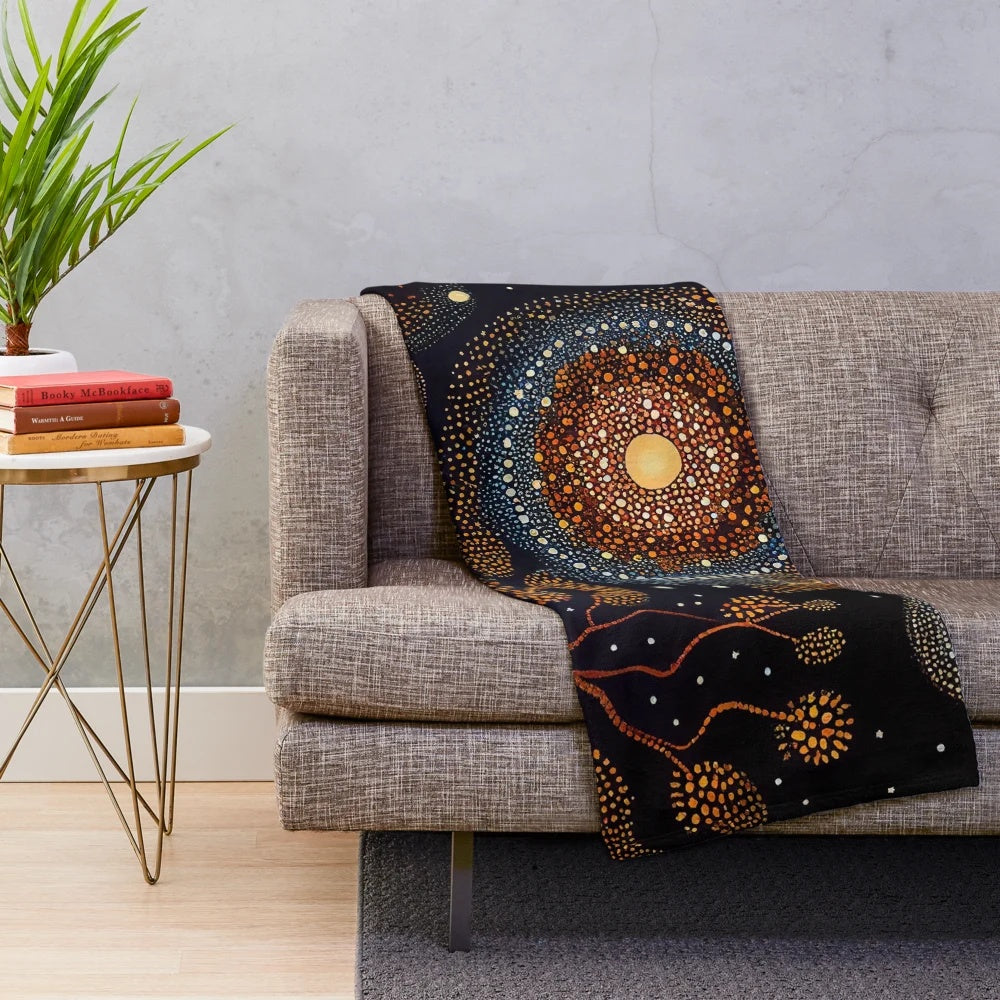 Plush blanket featuring authentic Australian aboriginal art design