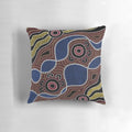 Handmade Aboriginal Dot Art Pillow with Earthy Tones