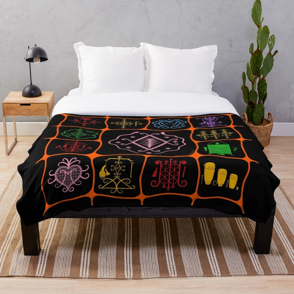 Ayizan Plush Blanket featuring Haitian Vodou symbol