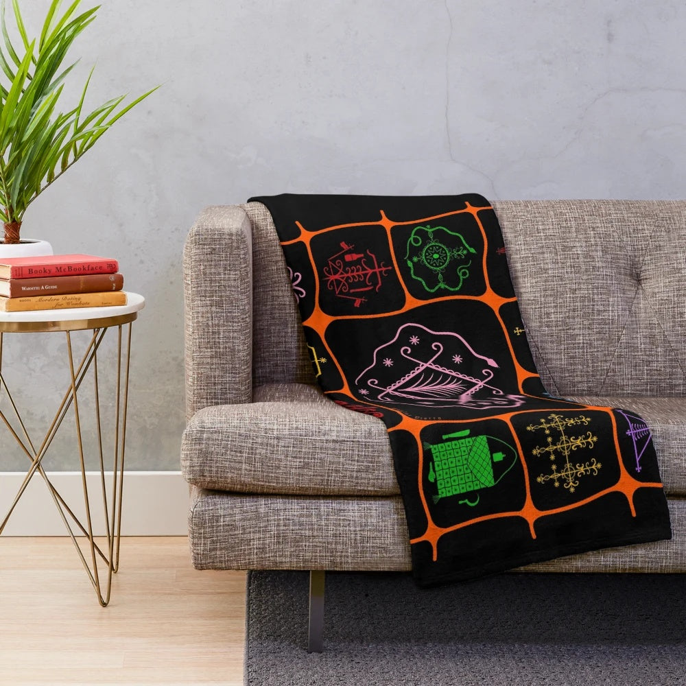Ayizan Plush Blanket featuring Haitian Vodou symbol