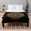Aztec calendar inspired plush blanket with native design