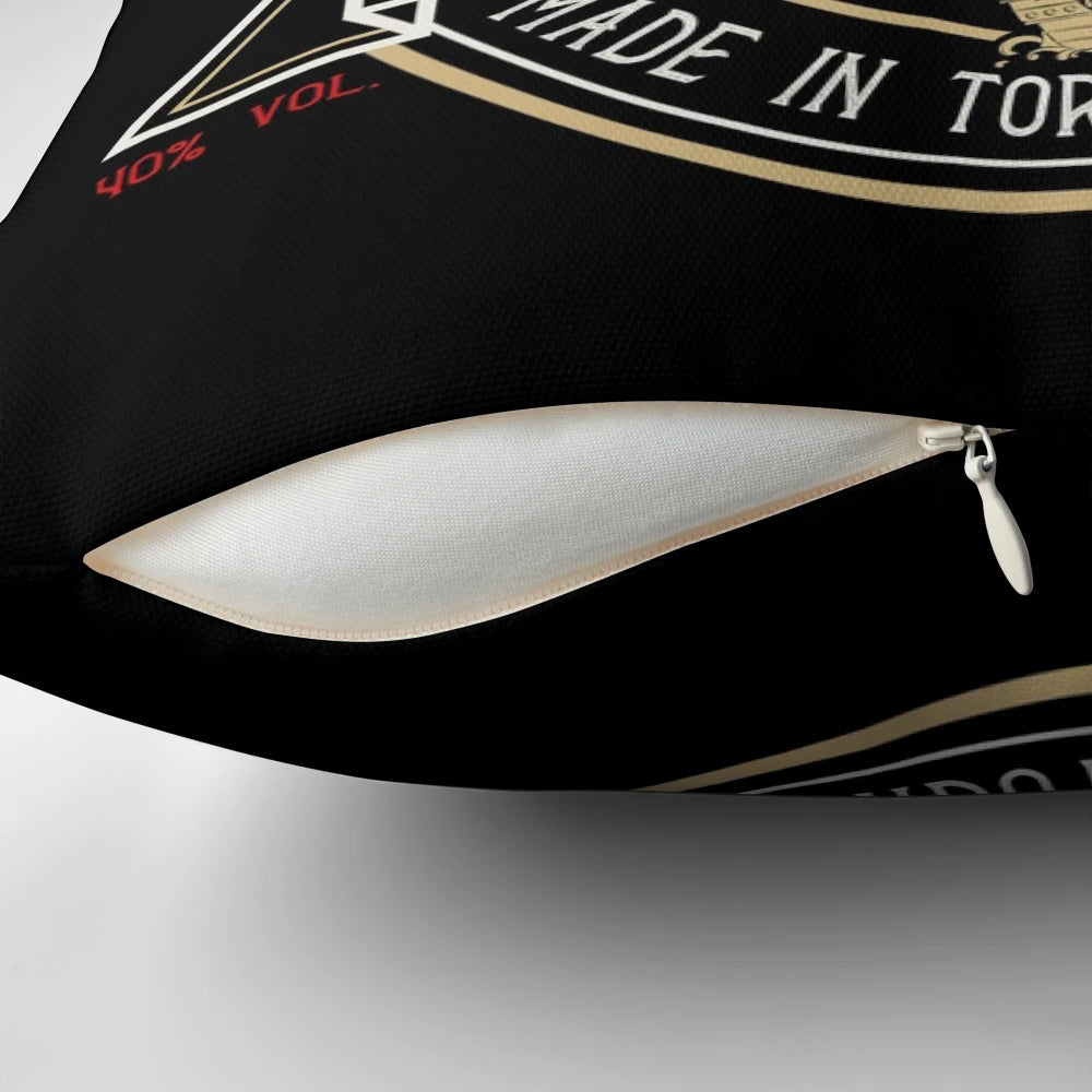 Black Pearl Rum Pillow featuring a pirate skull and Captain Jack Sparrow inspired design