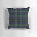 Vibrant black watch tartan plaid pillow with classic Scottish clan design