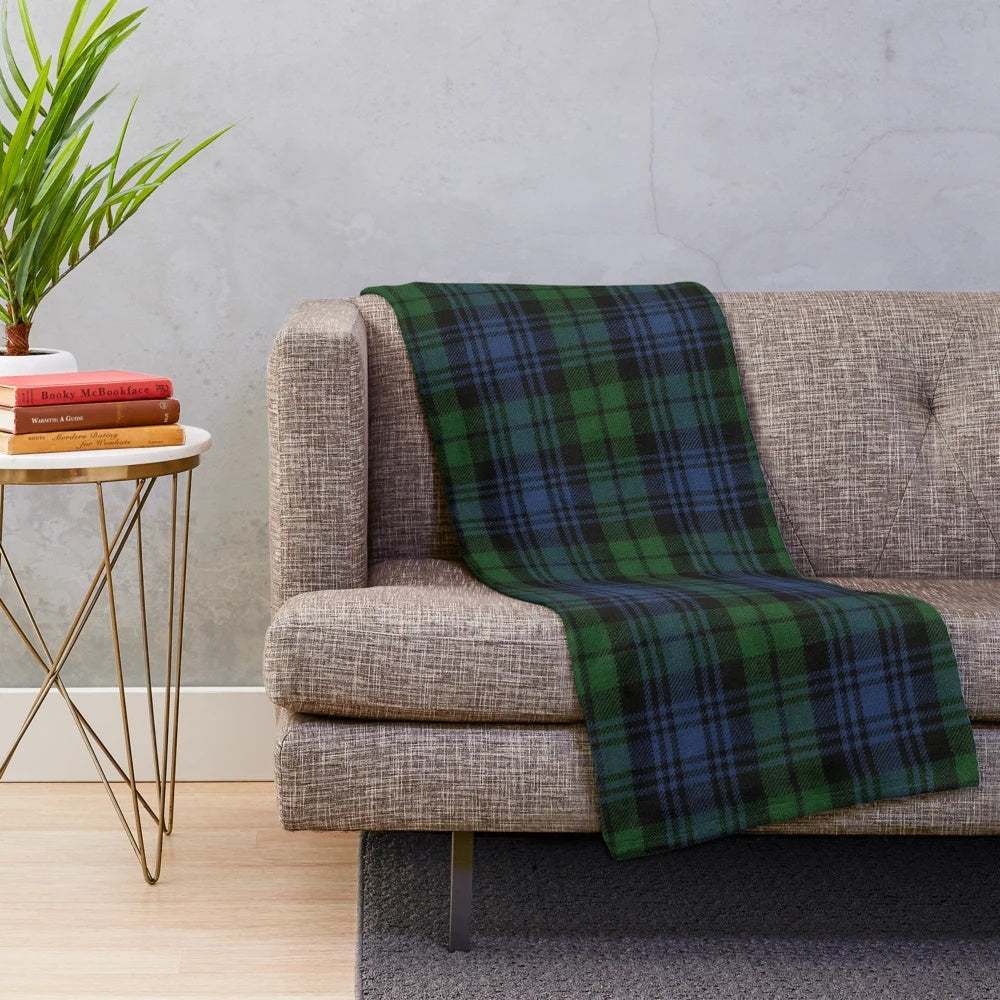 Black Watch Tartan Plush Blanket - Scottish Clan Inspired Bedding