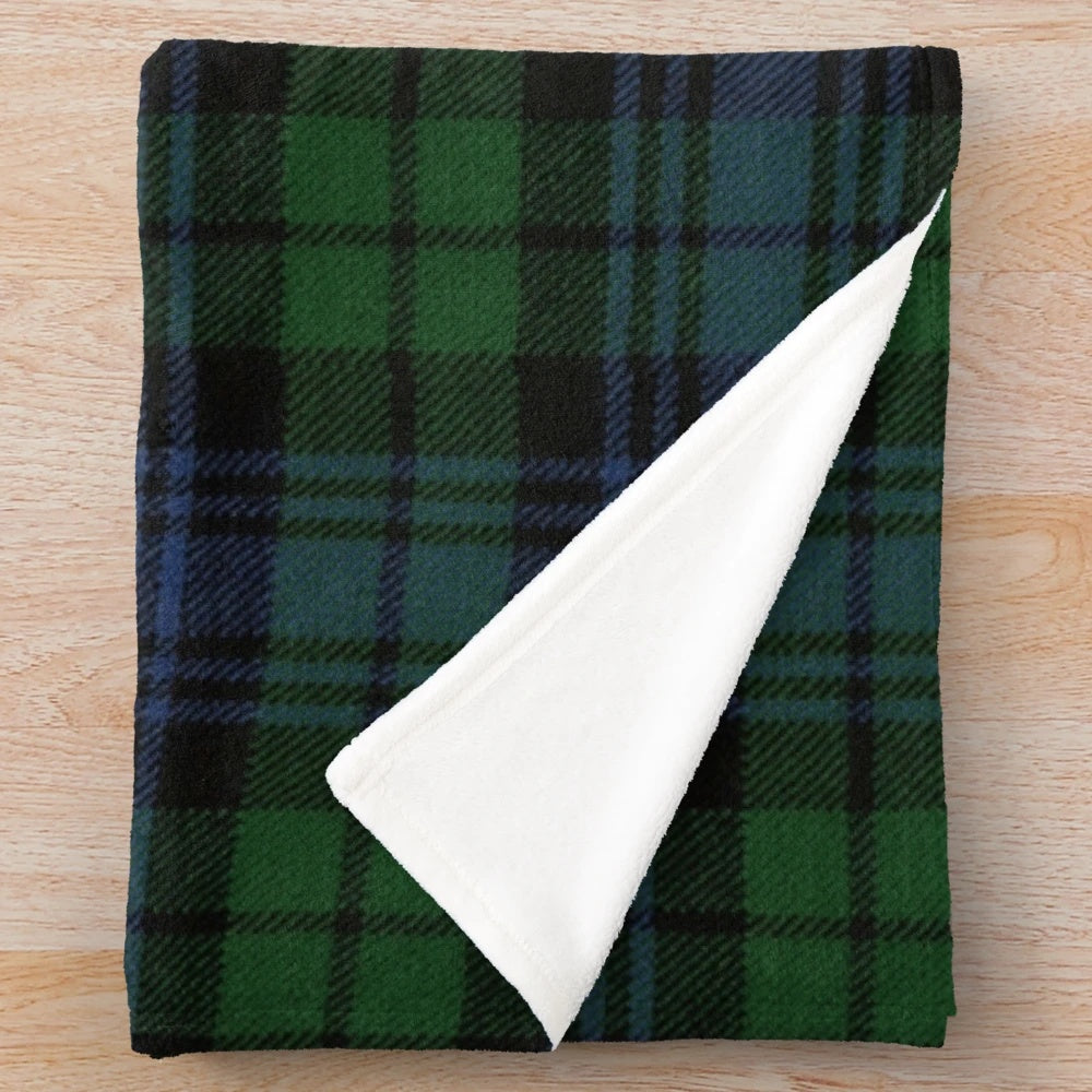 Black Watch Tartan Plush Blanket - Scottish Clan Inspired Bedding