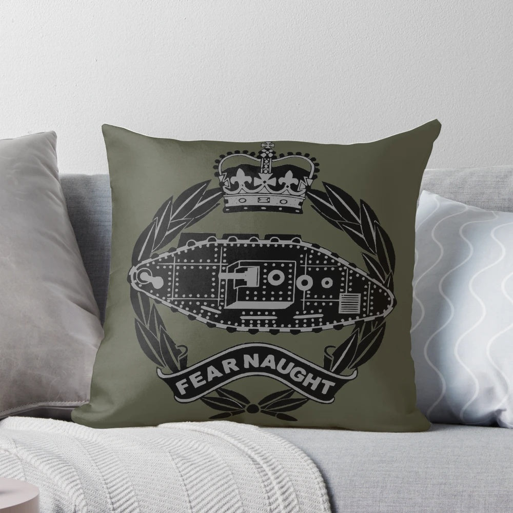 Royal Tank Regiment British Army Pillow with Camouflage Pattern and Emblem