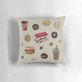 A cozy pillow featuring the iconic Canadian Timbits donuts from Tim Hortons.