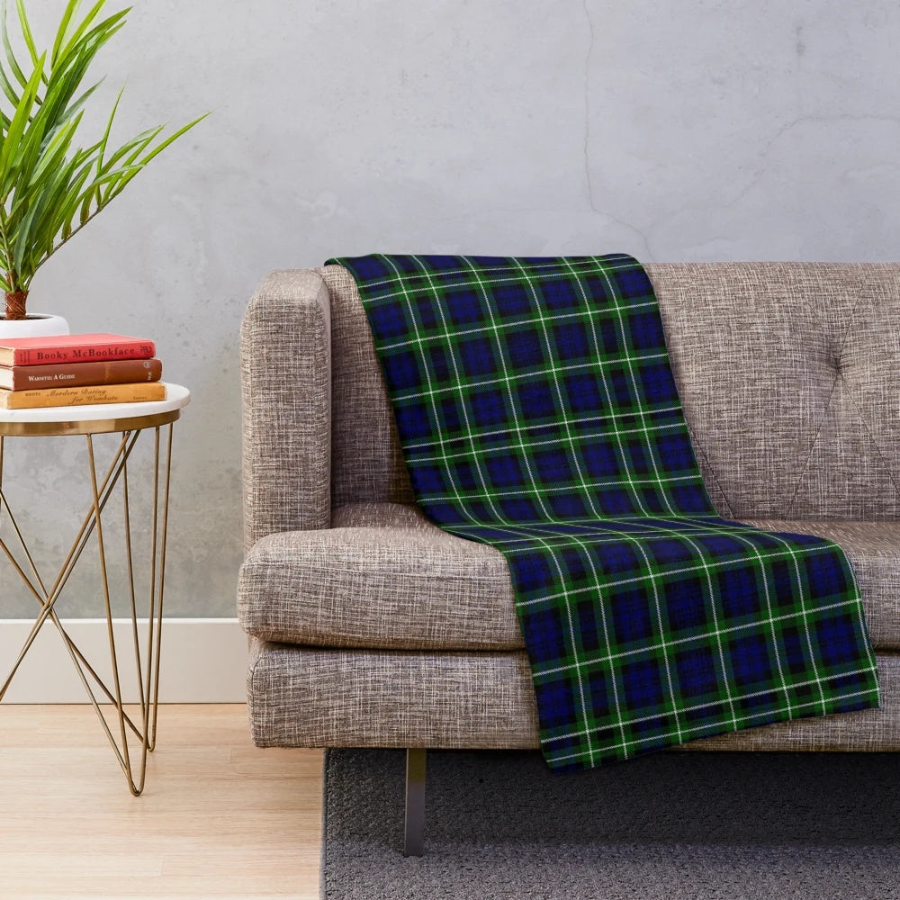 Clan Lamont tartan plush blanket with Scottish crest
