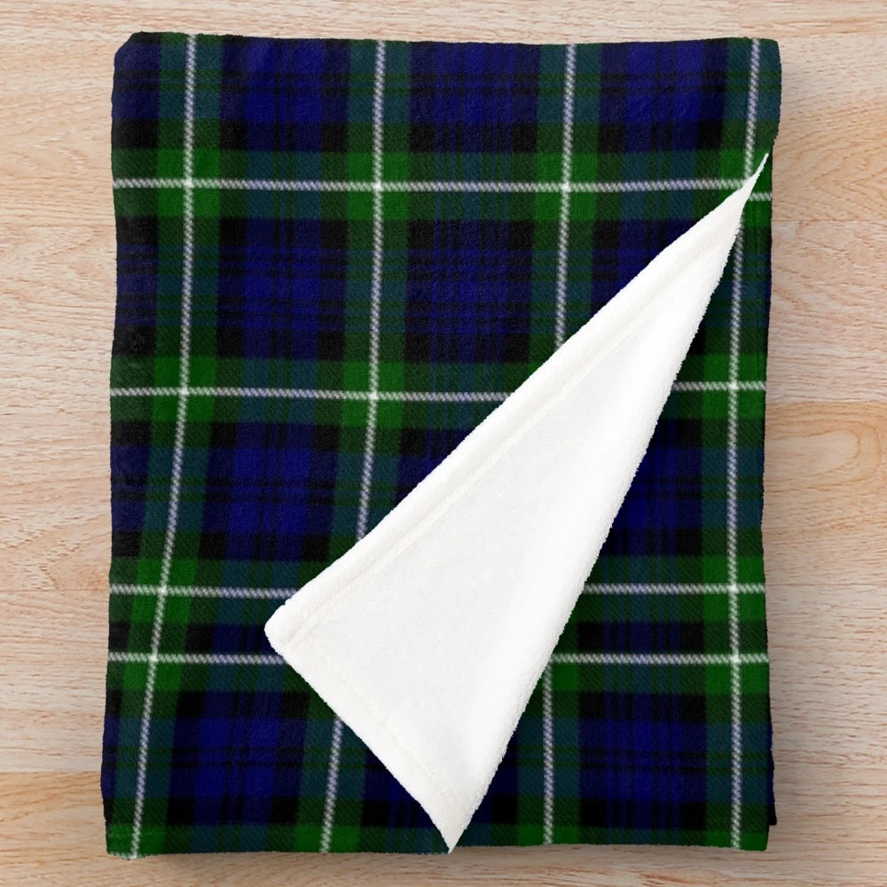 Clan Lamont tartan plush blanket with Scottish crest