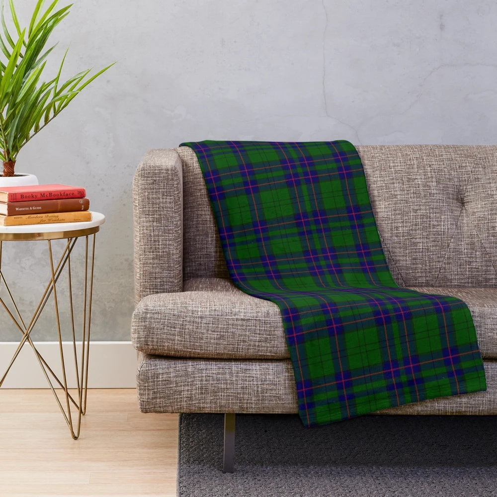 Soft and cozy plush blanket featuring the Clan Lockhart tartan pattern