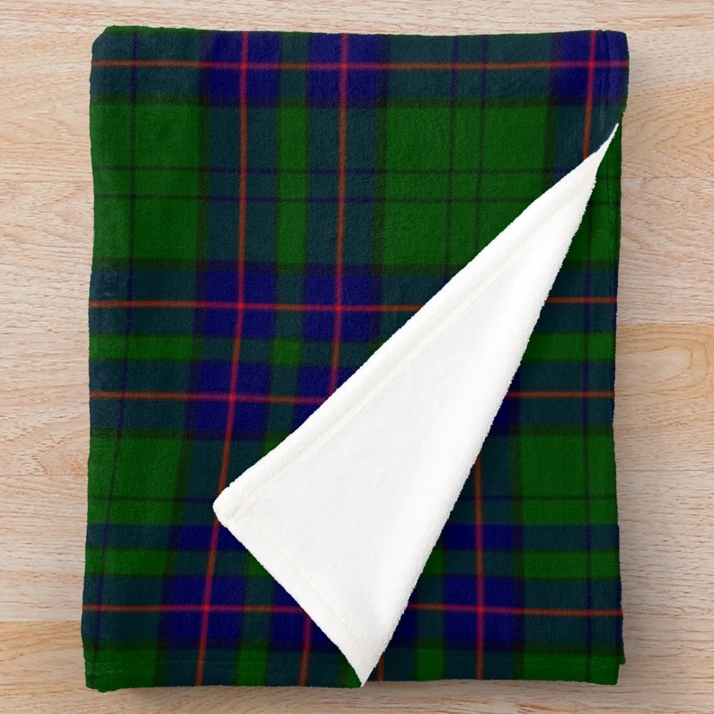 Soft and cozy plush blanket featuring the Clan Lockhart tartan pattern