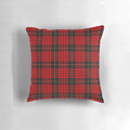 Clan MacQueen tartan pillow, featuring the traditional red and black plaid pattern of the MacQueen clan.