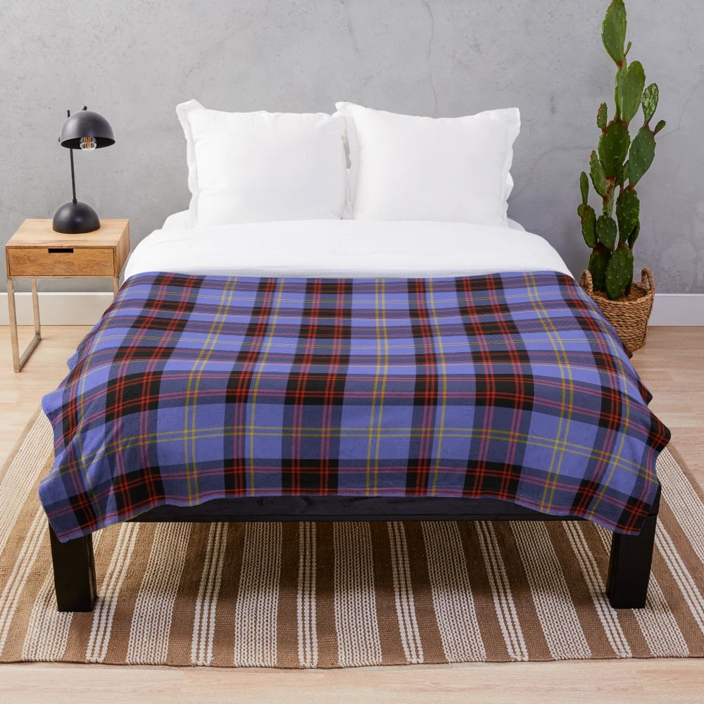 Clan Rutherford tartan plush blanket with traditional Scottish pattern