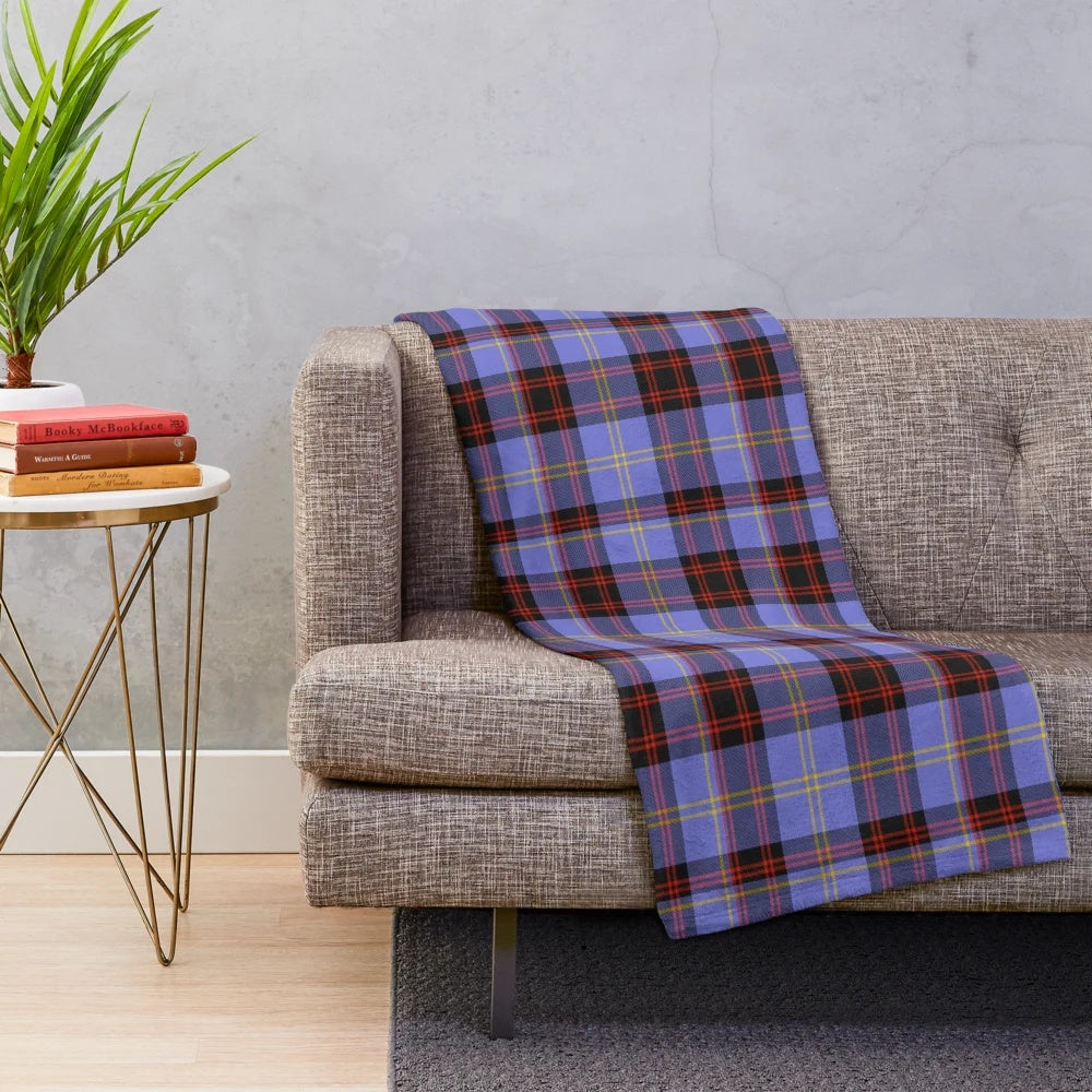 Clan Rutherford tartan plush blanket with traditional Scottish pattern