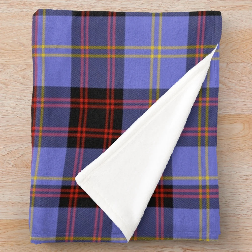 Clan Rutherford tartan plush blanket with traditional Scottish pattern