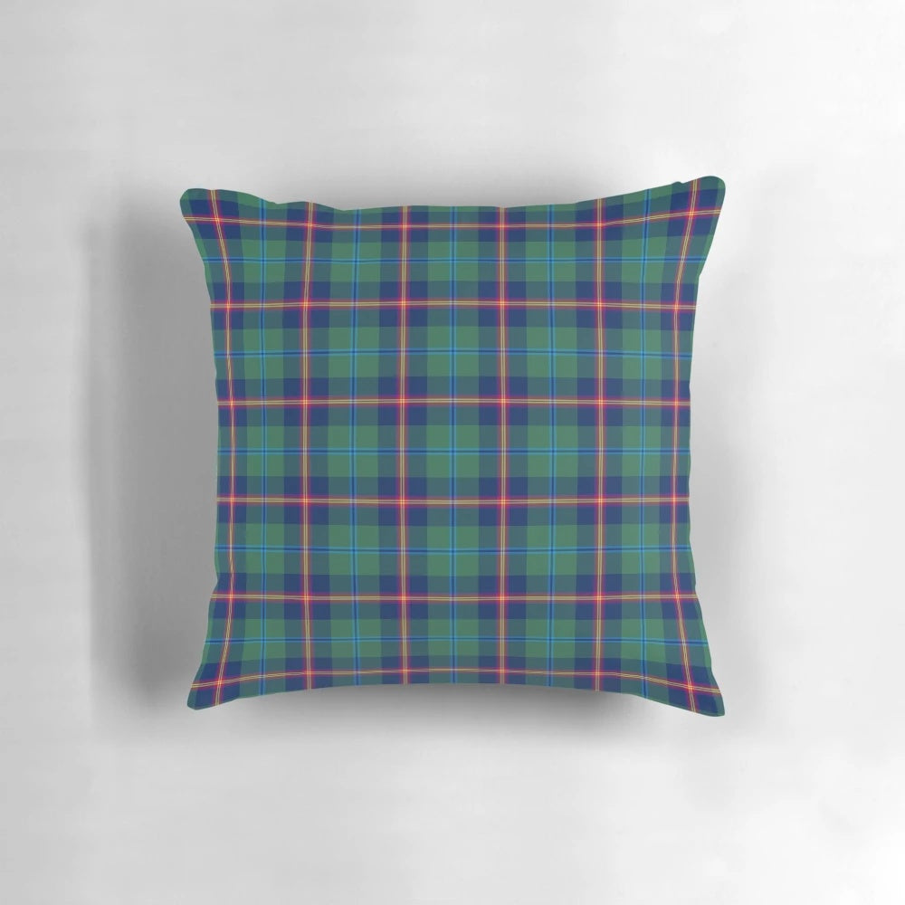 Vibrant tartan pattern Clan Young pillow, featuring traditional Scottish plaid design
