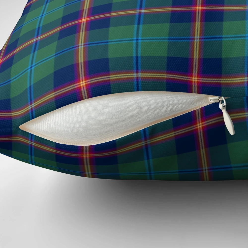 Vibrant tartan pattern Clan Young pillow, featuring traditional Scottish plaid design