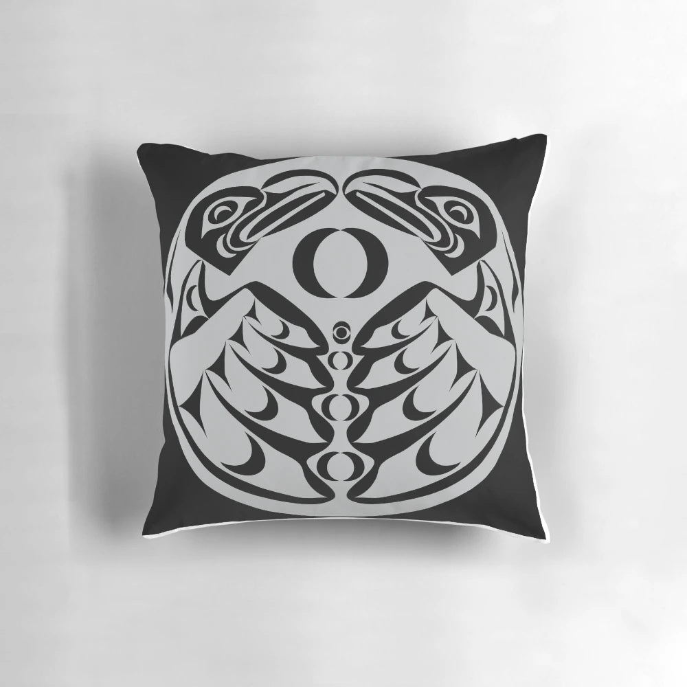 Coast Salish eagle design pillow featuring the bald eagle (haliaeetus leucocephalus), a symbol of strength and wisdom in indigenous cultures